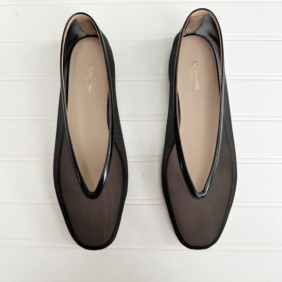 Le Monde Beryl Sheer Mesh Leather Lined Ballet Flats Black Slipper - Picture 1 of 13